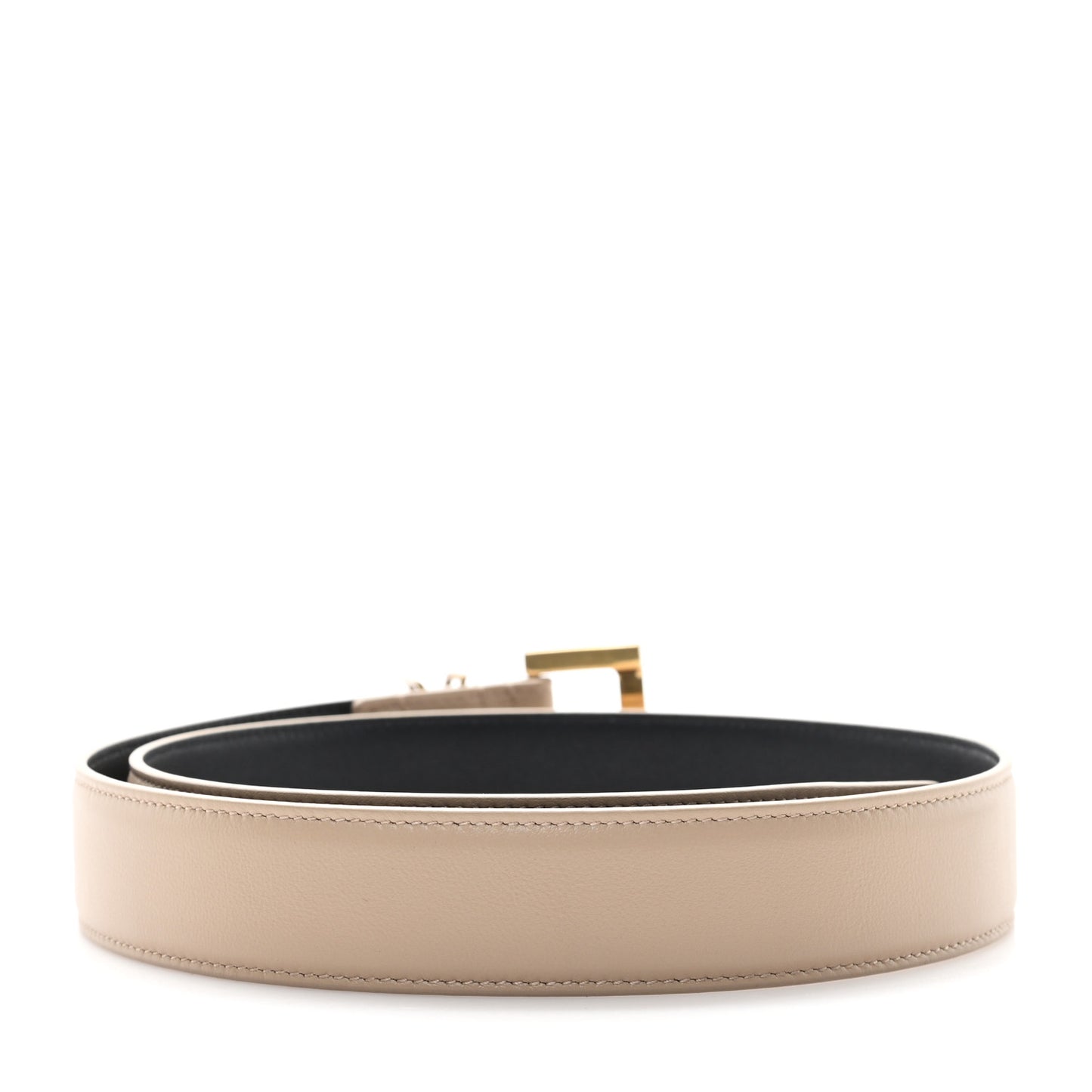 Smooth Calfskin Monogram Square Buckle Belt 75 30 Dark Beige