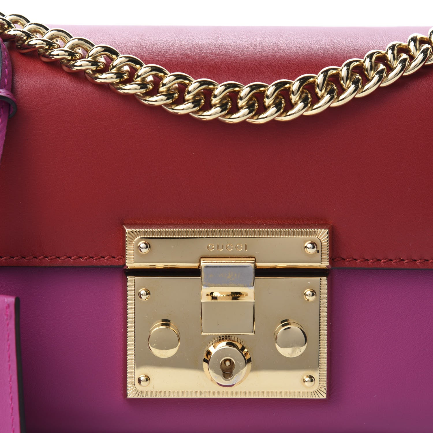 Gucci Calfskin Small Padlock Shoulder Bag New Rosette Hibiscus Red 10 of 10