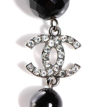 Chanel Pearl Beaded Crystal CC Long Necklace Black 3 of 7