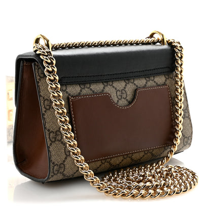 Gucci GG Supreme Monogram Calfskin Small Padlock Shoulder Bag Beige Black Cuir 3 of 10