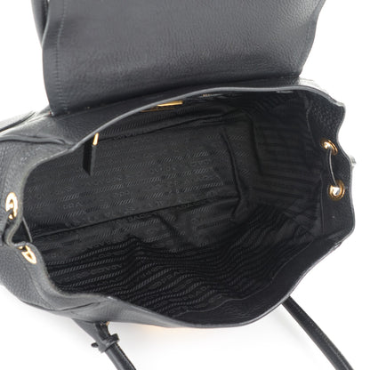 Prada Vitello Daino Pushlock Shoulder Bag Black 5 of 10