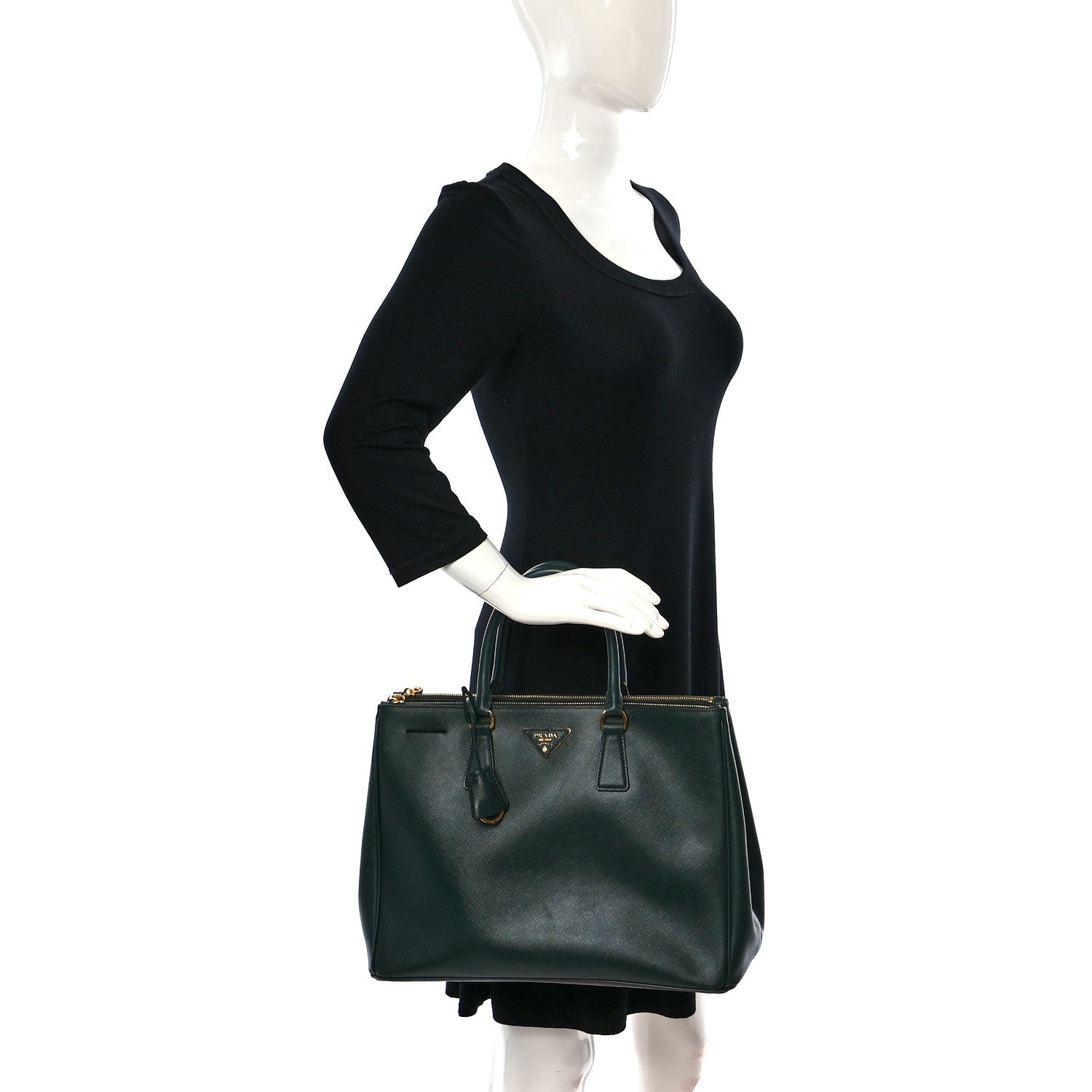 Prada Saffiano Large Galleria Double Zip Tote Smeraldo 2 of 8