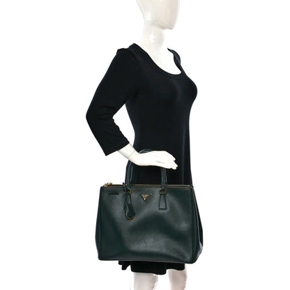 Prada Saffiano Large Galleria Double Zip Tote Smeraldo 2 of 8