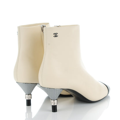 Chanel Calfskin Cap Toe Short Boots 36 White Black 4 of 9