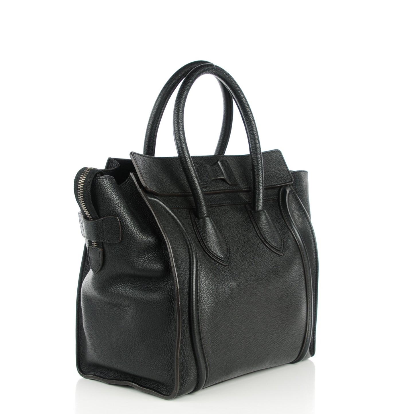 Drummed Calfskin Mini Luggage Black