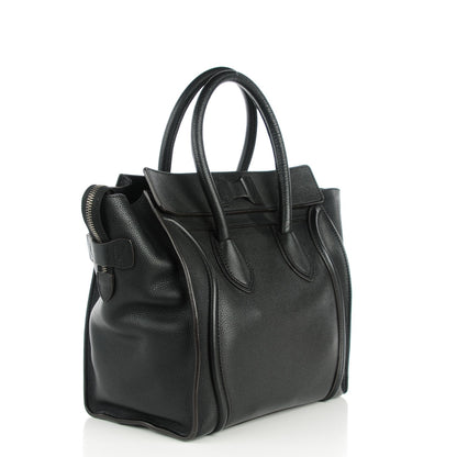Celine Drummed Calfskin Mini Luggage Black 3 of 7