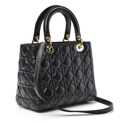 Christian Dior Lambskin Cannage Medium Lady Dior Black 3 of 9