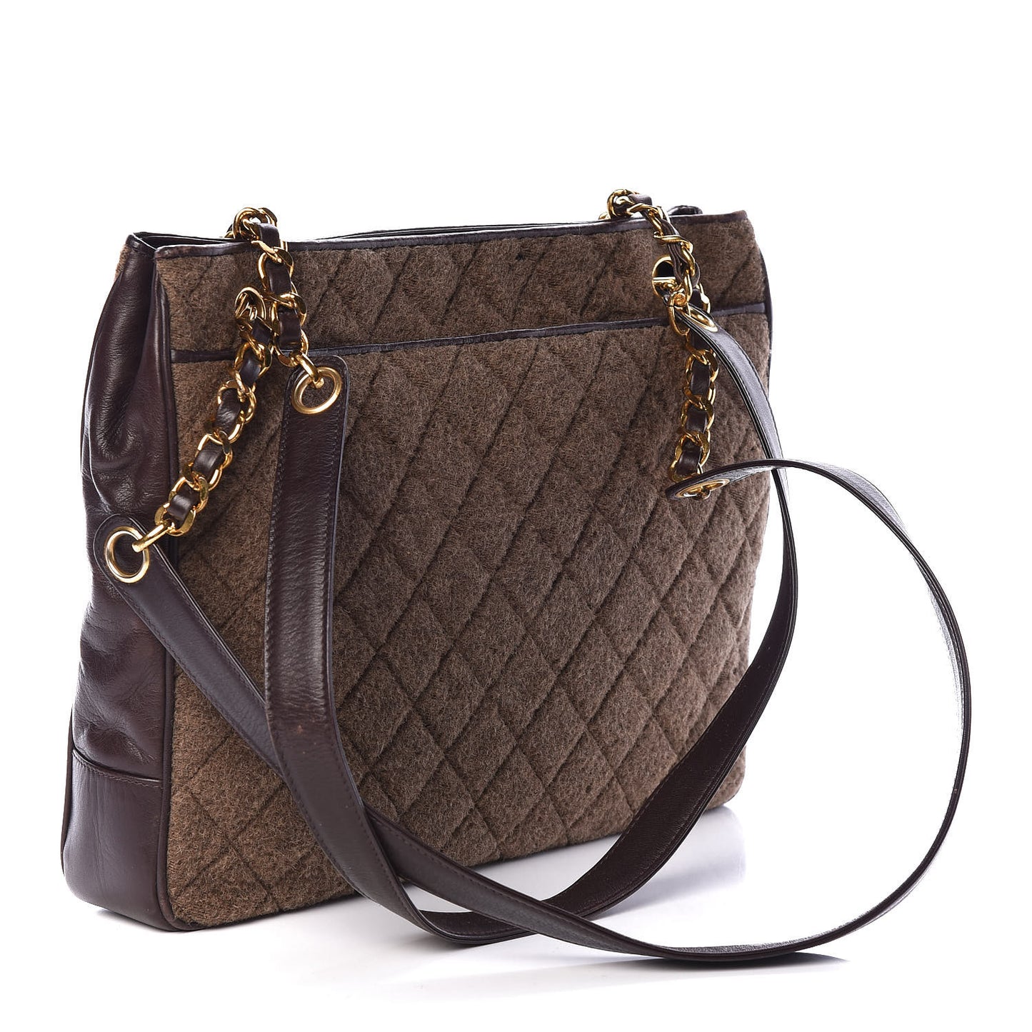 Wool Quilted Shopper Tote Brown