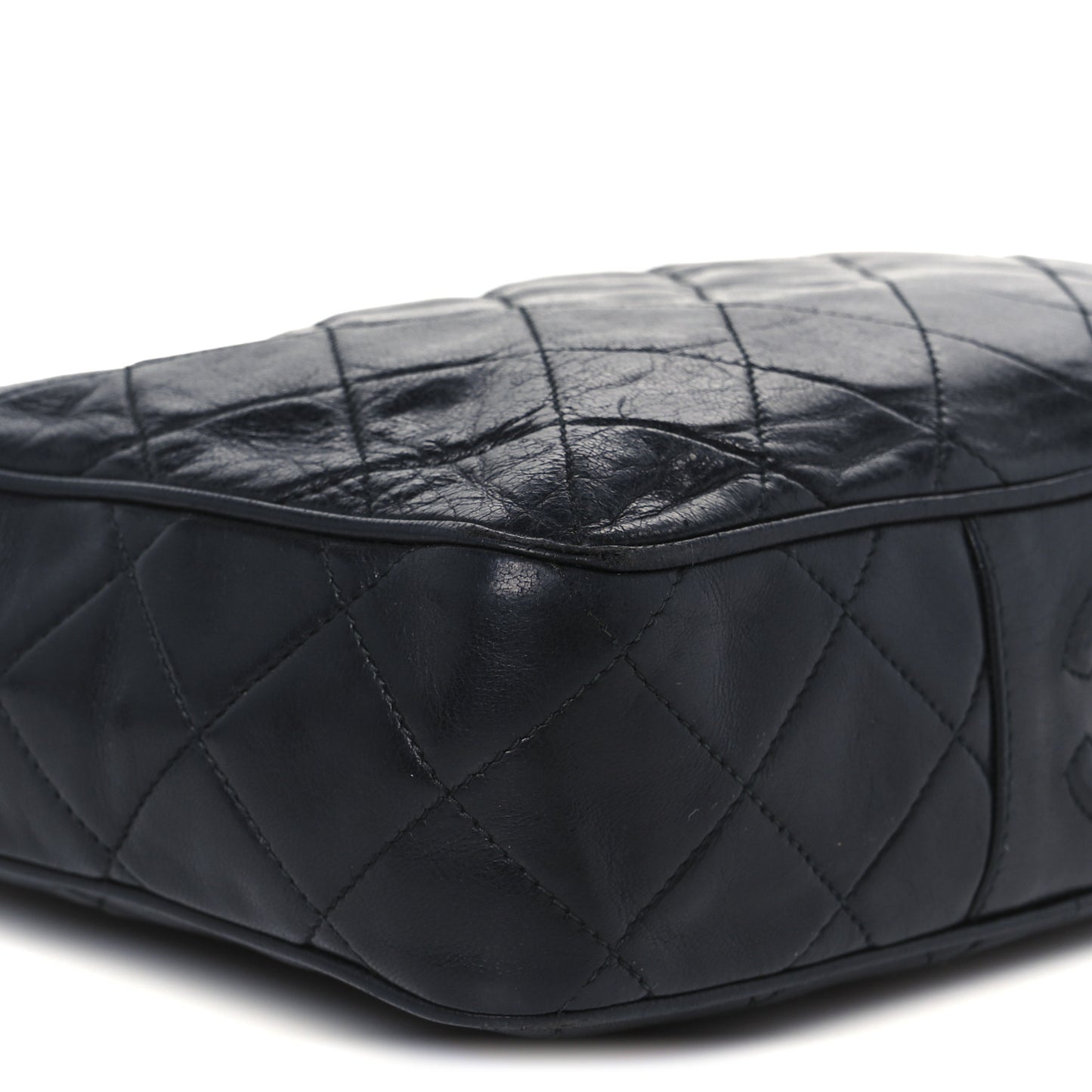 Lambskin Quilted CC Tassel Camera Case Black