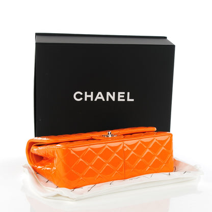 Chanel Patent Quilted Jumbo Double Flap Orange 8 of 8