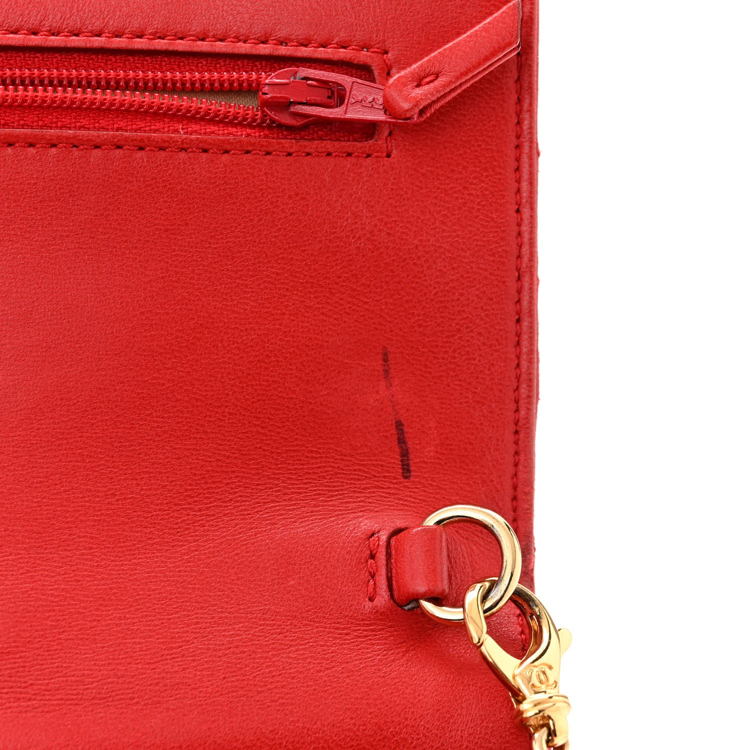 Chanel Lambskin Quilted Golden Class Wallet on Chain WOC Red 11 of 14