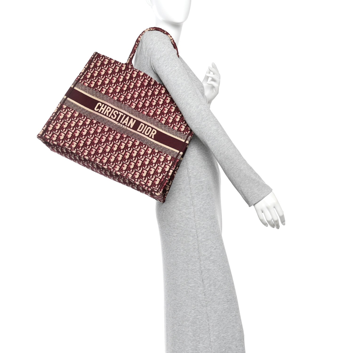 Christian Dior Oblique Large Book Tote Burgundy Multicolor 2 of 11