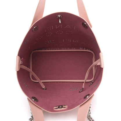 Chanel Calfskin Tweed Small Logo Eyelets Shopping Tote Pink 6 of 11
