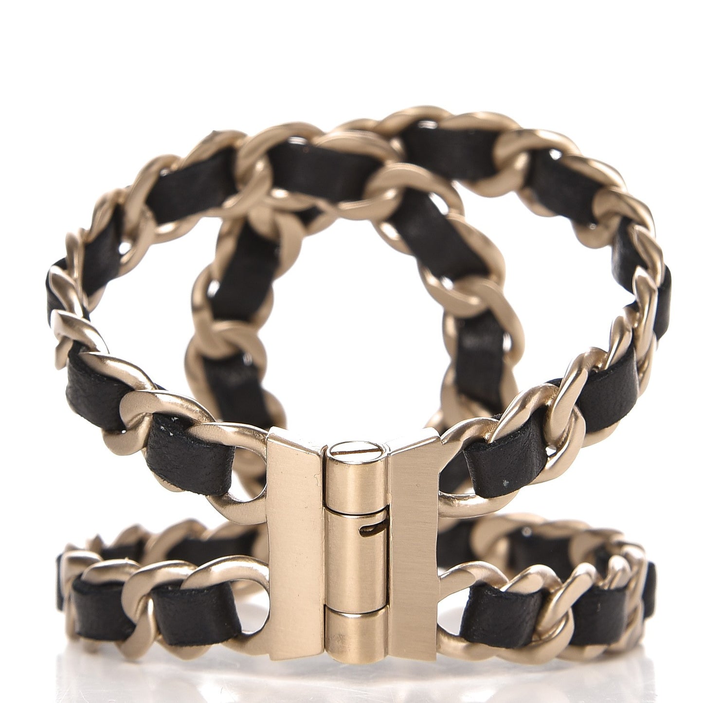 Lambskin Chain CC Cuff Black Gold
