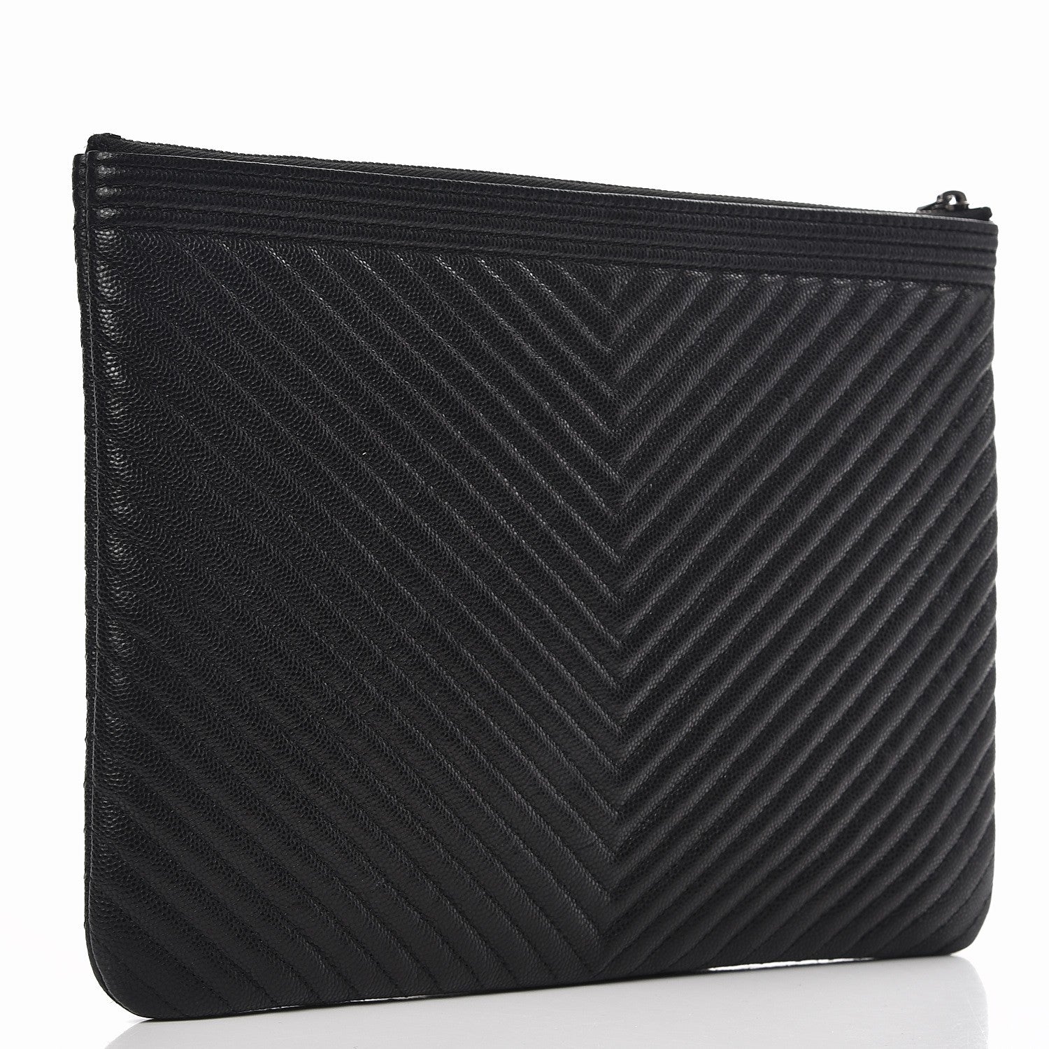 Chanel Caviar Chevron Quilted Medium Boy Cosmetic Case Black 3 of 7
