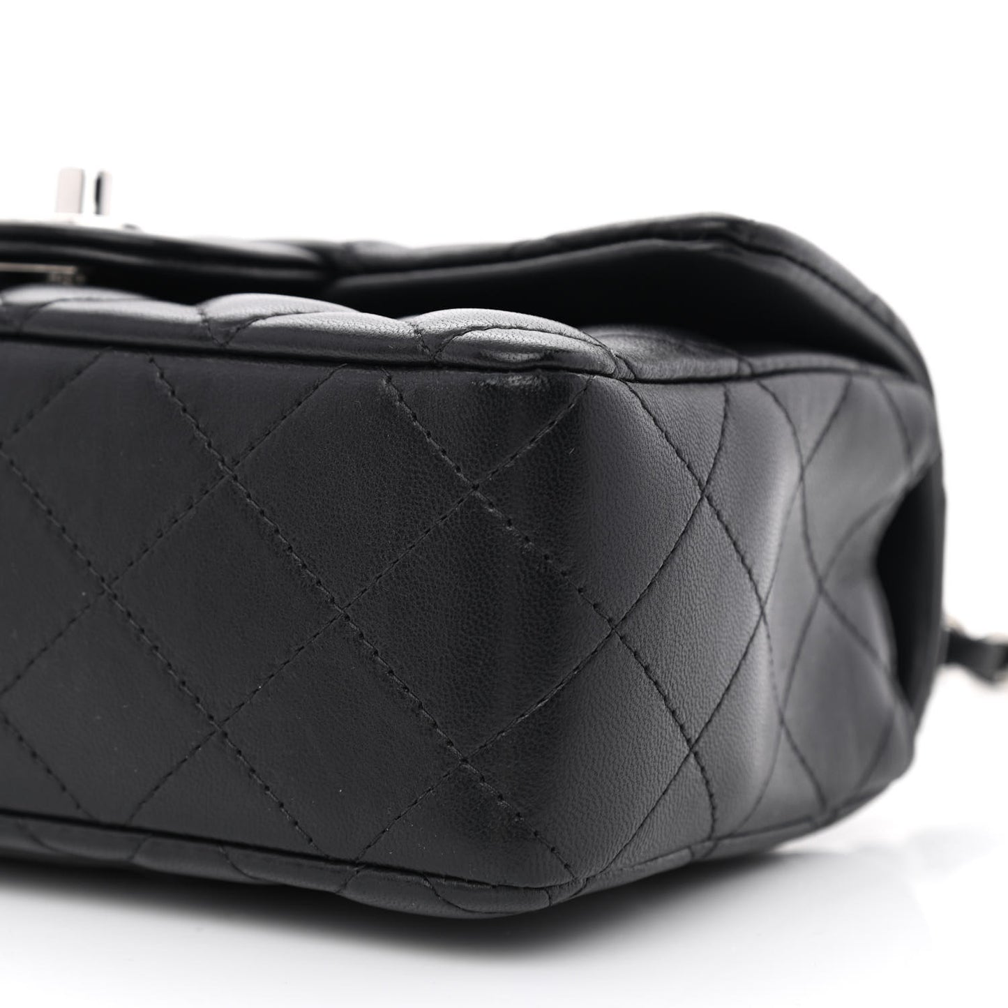 Lambskin Quilted Mini Rectangular Flap Black