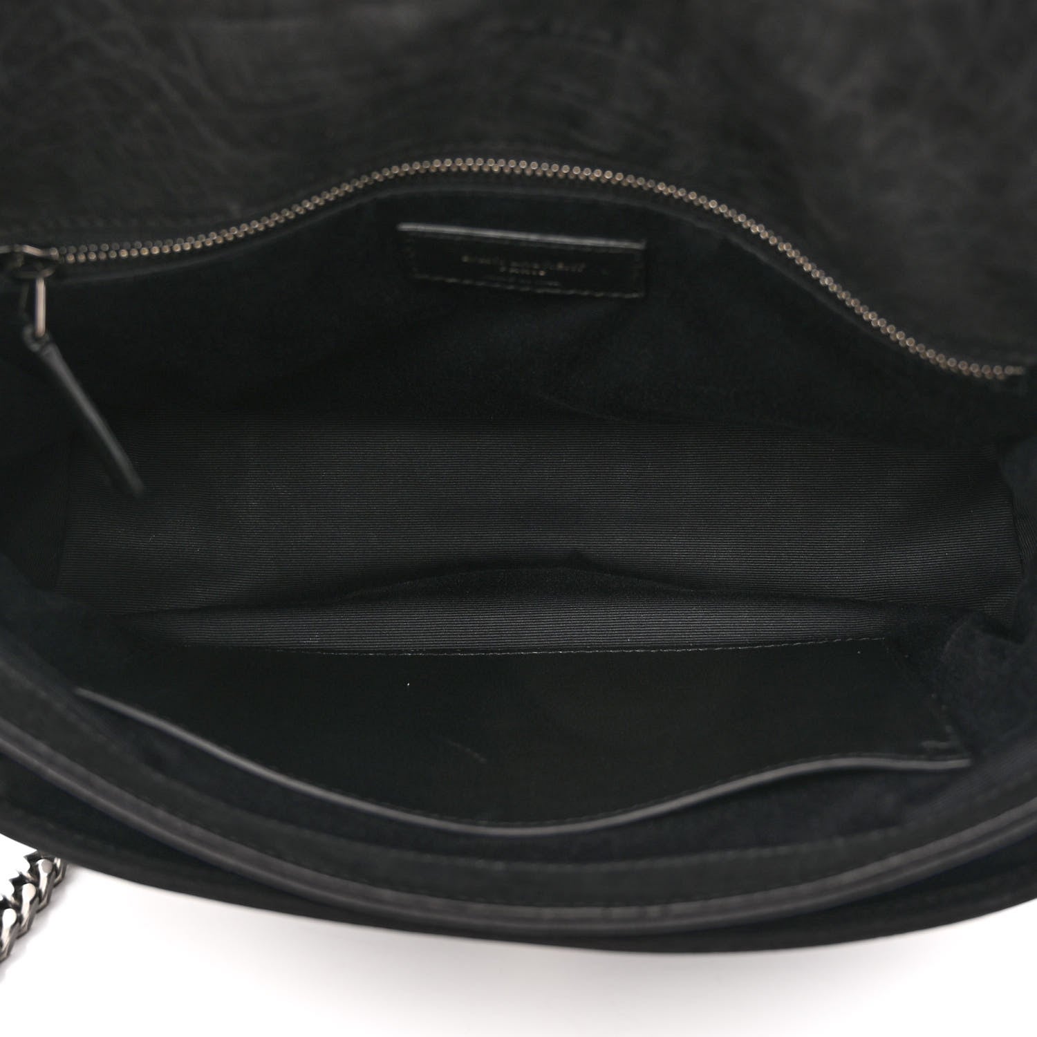 Saint Laurent Nubuck Crocodile Embossed Monogram Medium Niki Chain Satchel Black 5 of 10