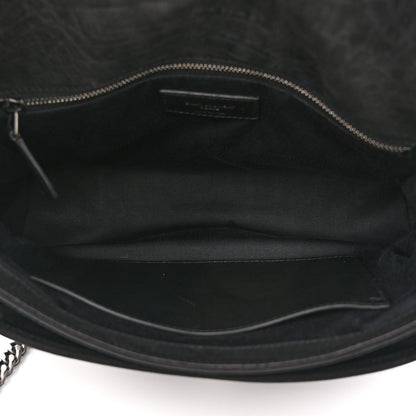 Saint Laurent Nubuck Crocodile Embossed Monogram Medium Niki Chain Satchel Black 5 of 10