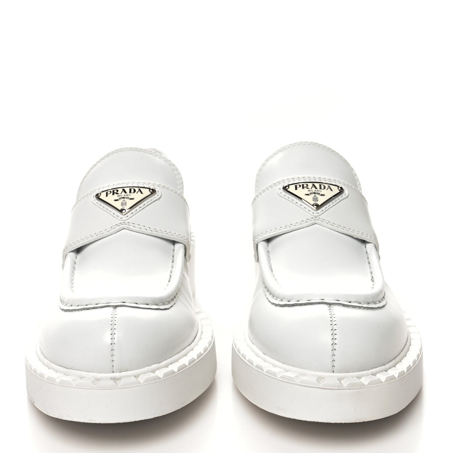 Spazzolato Metal Triangle Logo 50mm Loafers 39.5 White