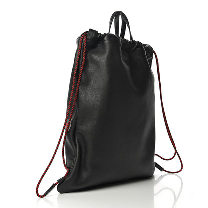Gucci Calfskin Logo Drawstring Backpack Black 2 of 12