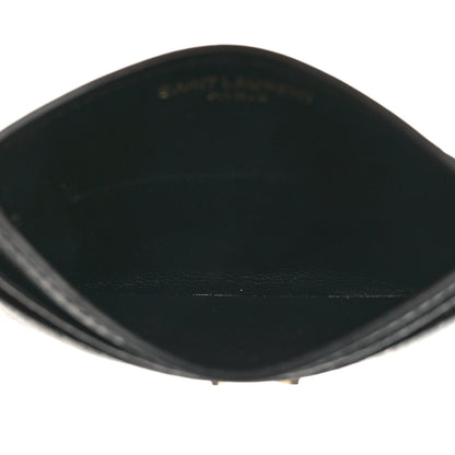 Saint Laurent Grain De Poudre Matelasse Chevron Monogram Credit Card Case Black 5 of 10