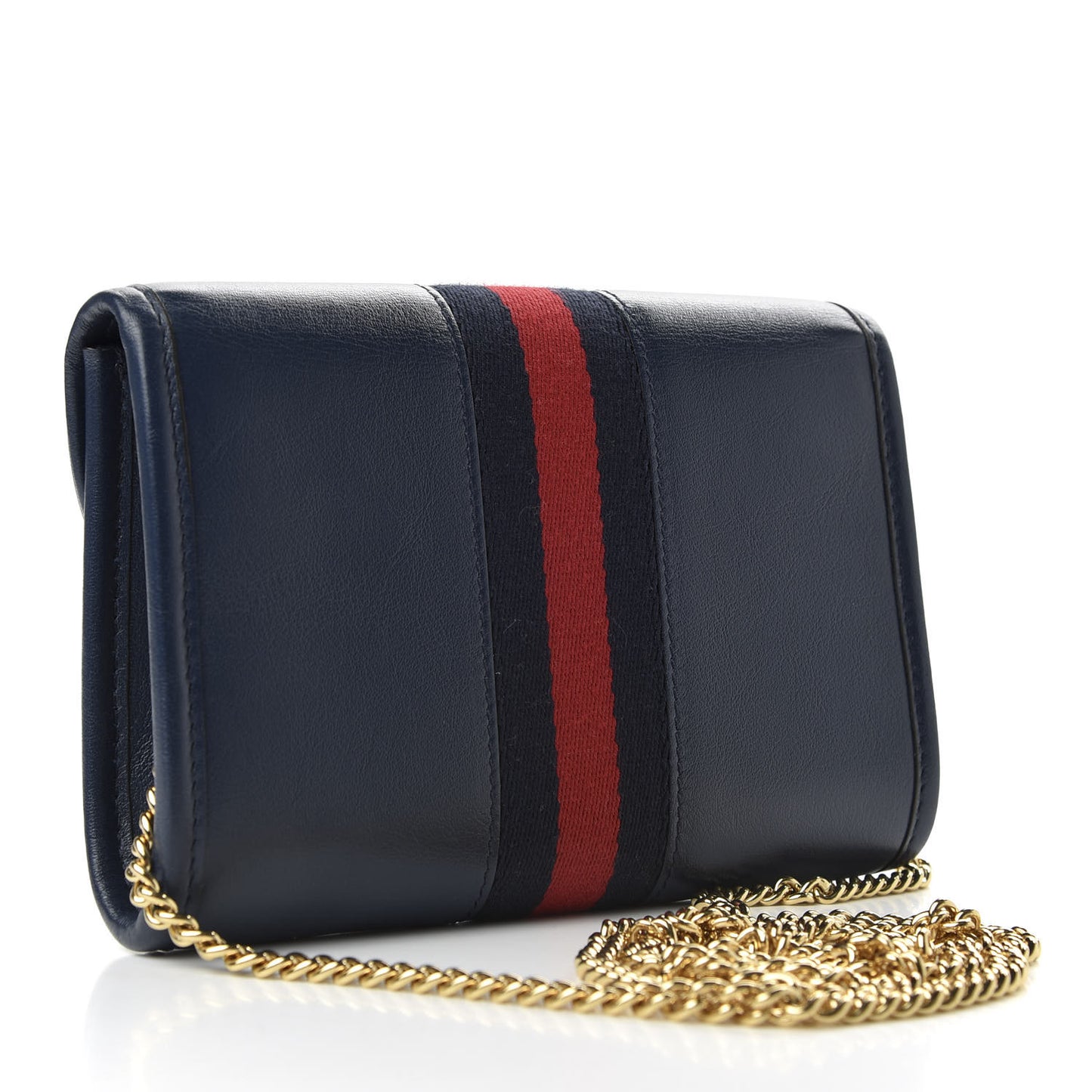 Textured Calfskin Web Mini Rajah Slim Flap Shoulder Bag Blue