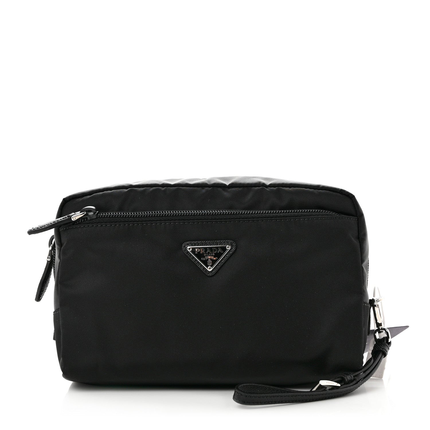 Prada Re-Nylon Saffiano Pouch Wristlet Black 1 of 7