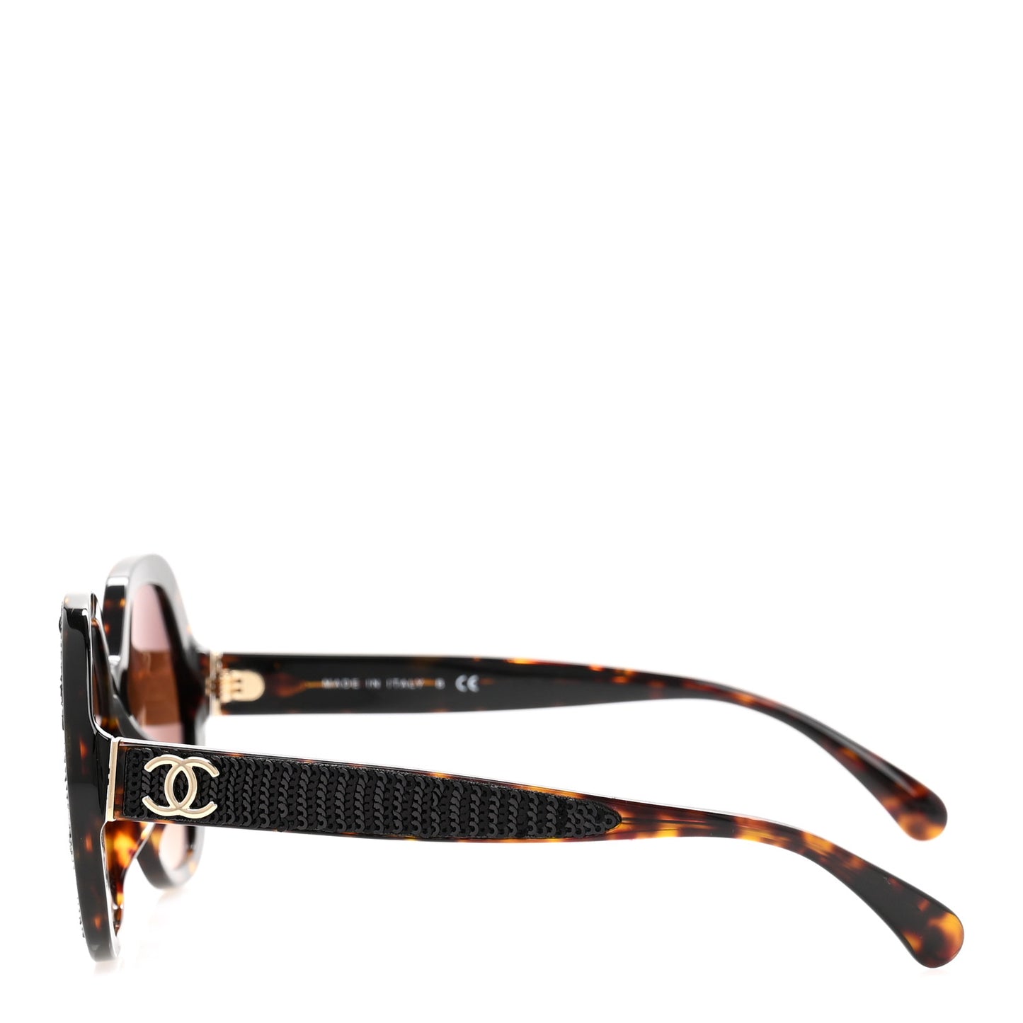 Acetate Sequin Round Sunglasses 5451-A Dark Tortoise