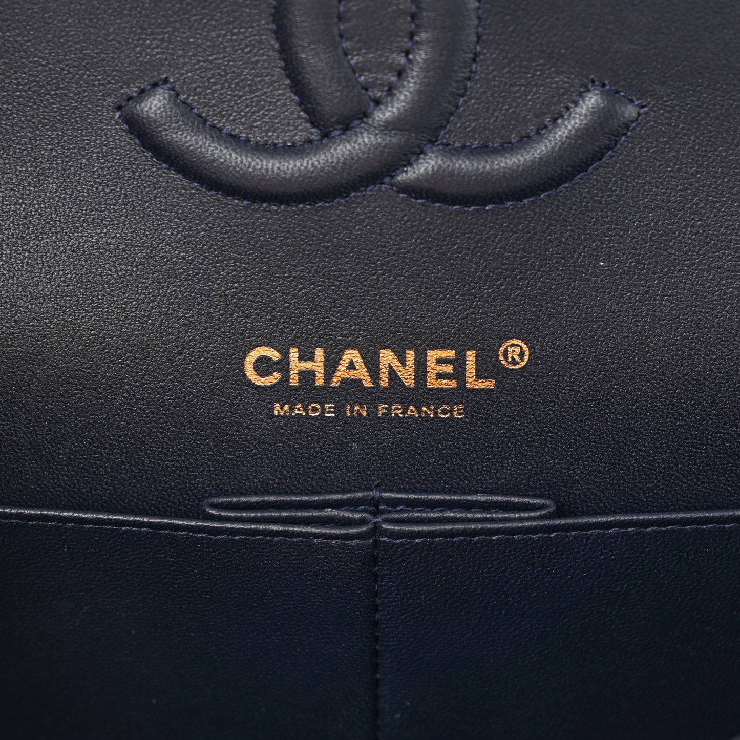 Caviar Quilted Medium Double Flap Navy