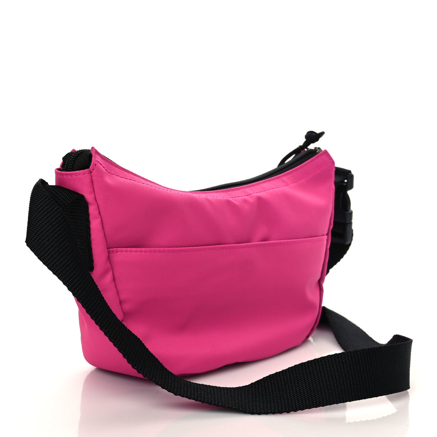 Balenciaga Recycled Sport Nylon Logo Embroidered Wheel Sling Bag Fluo Pink Black 3 of 5