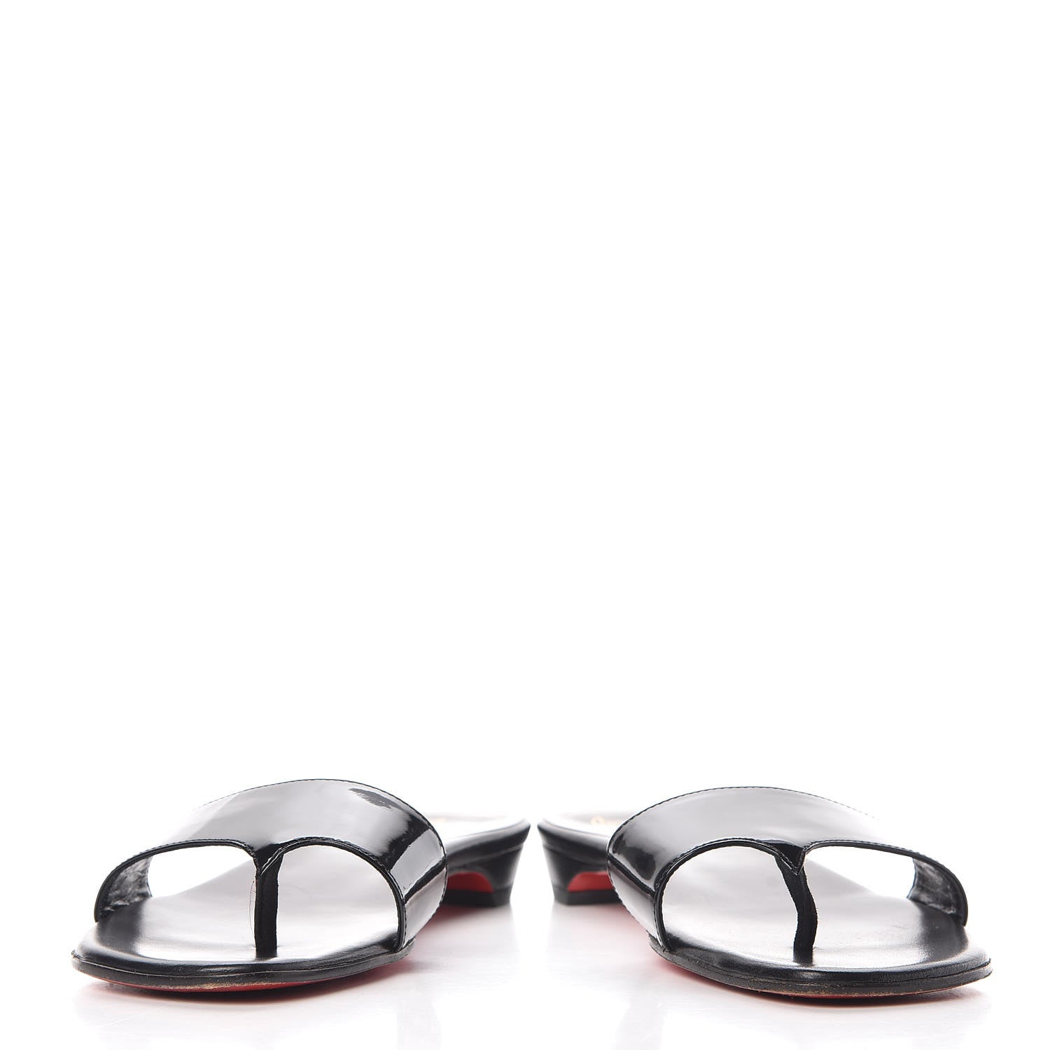 Christian Louboutin Patent Flat Slide Sandals 37 Black 3 of 13