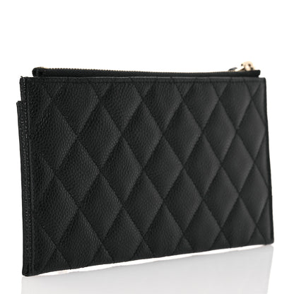 Chanel Caviar Quilted Filigree Zip Pouch Black 3 of 9
