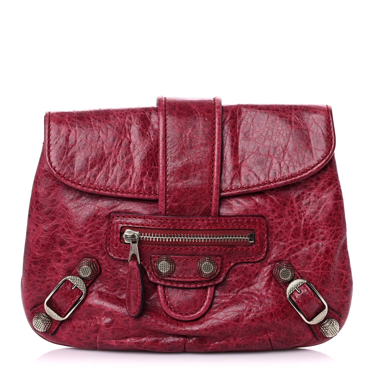 Balenciaga Agneau Giant 12 Silver Hardware Pouch Flap Clutch Pourpre 1 of 9