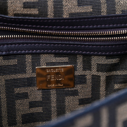 Fendi Fabric Jacquard FF 1974 Medium Baguette Tobacco Moro Black 6 of 10