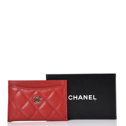 Chanel Caviar Quilted Card Holder Red 8 of 9