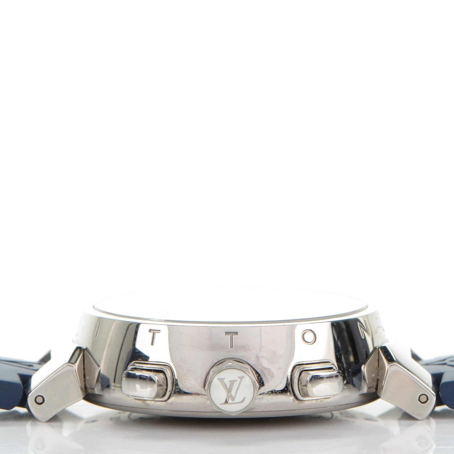 Stainless Steel Rubber Diamond 34mm Tambour Lovely Cup Quartz Watch Blue
