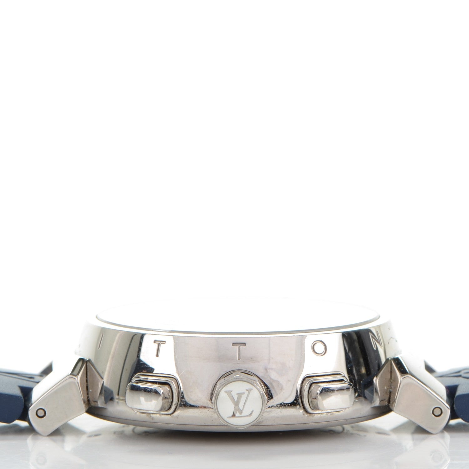 Louis Vuitton Stainless Steel Rubber Diamond 34mm Tambour Lovely Cup Quartz Watch Blue 7 of 12