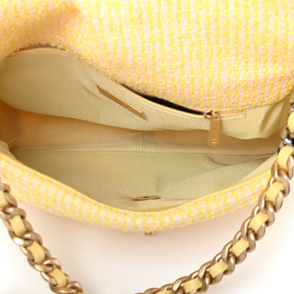 Chanel Tweed Quilted Large Chanel 19 Flap Yellow 5 of 9