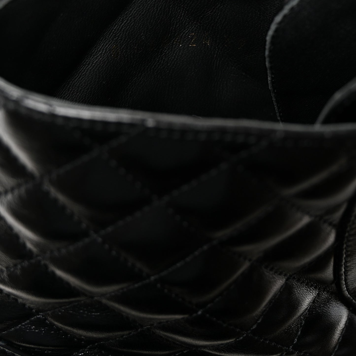 Shiny Lambskin Quilted Lace Up Combat Boots 39 Black