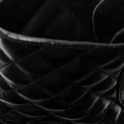 Chanel Shiny Lambskin Quilted Lace Up Combat Boots 39 Black 9 of 10