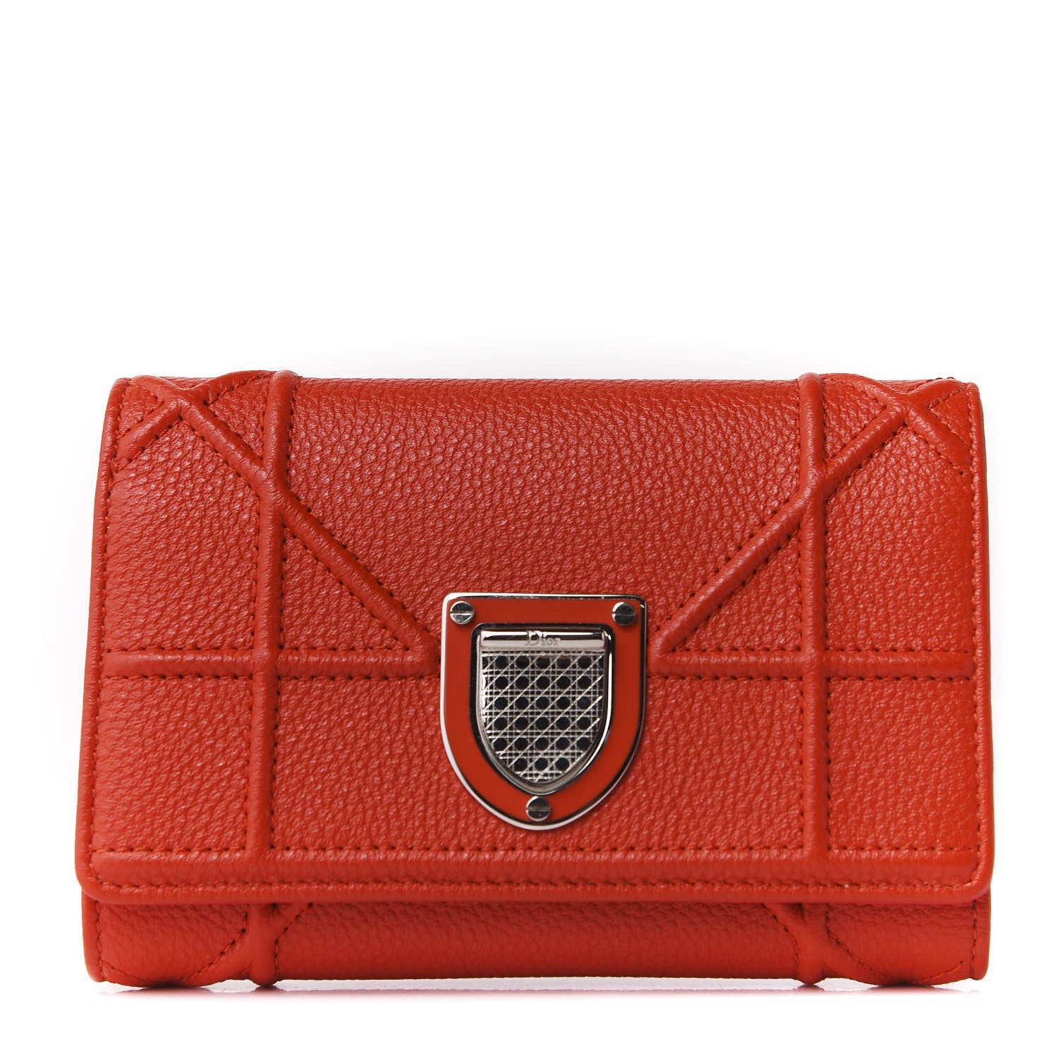 Christian Dior Grained Calfskin Cannage Diorama Elancee Wallet Inferno Red 1 of 11