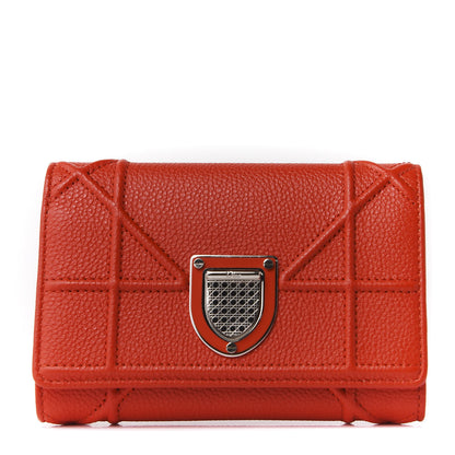 Christian Dior Grained Calfskin Cannage Diorama Elancee Wallet Inferno Red 1 of 11