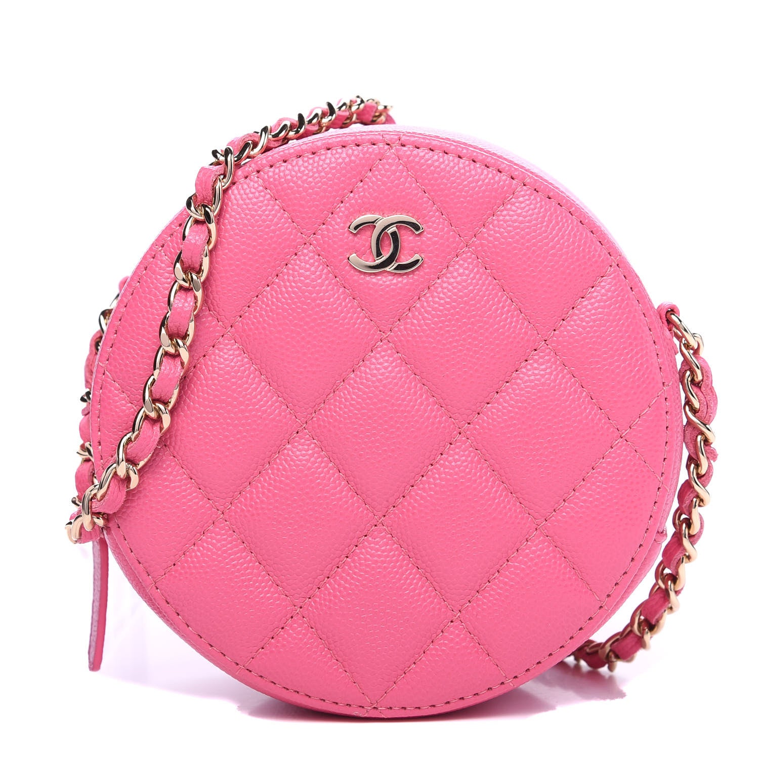 Chanel Caviar Quilted Round Clutch With Chain Pink 1 of 10