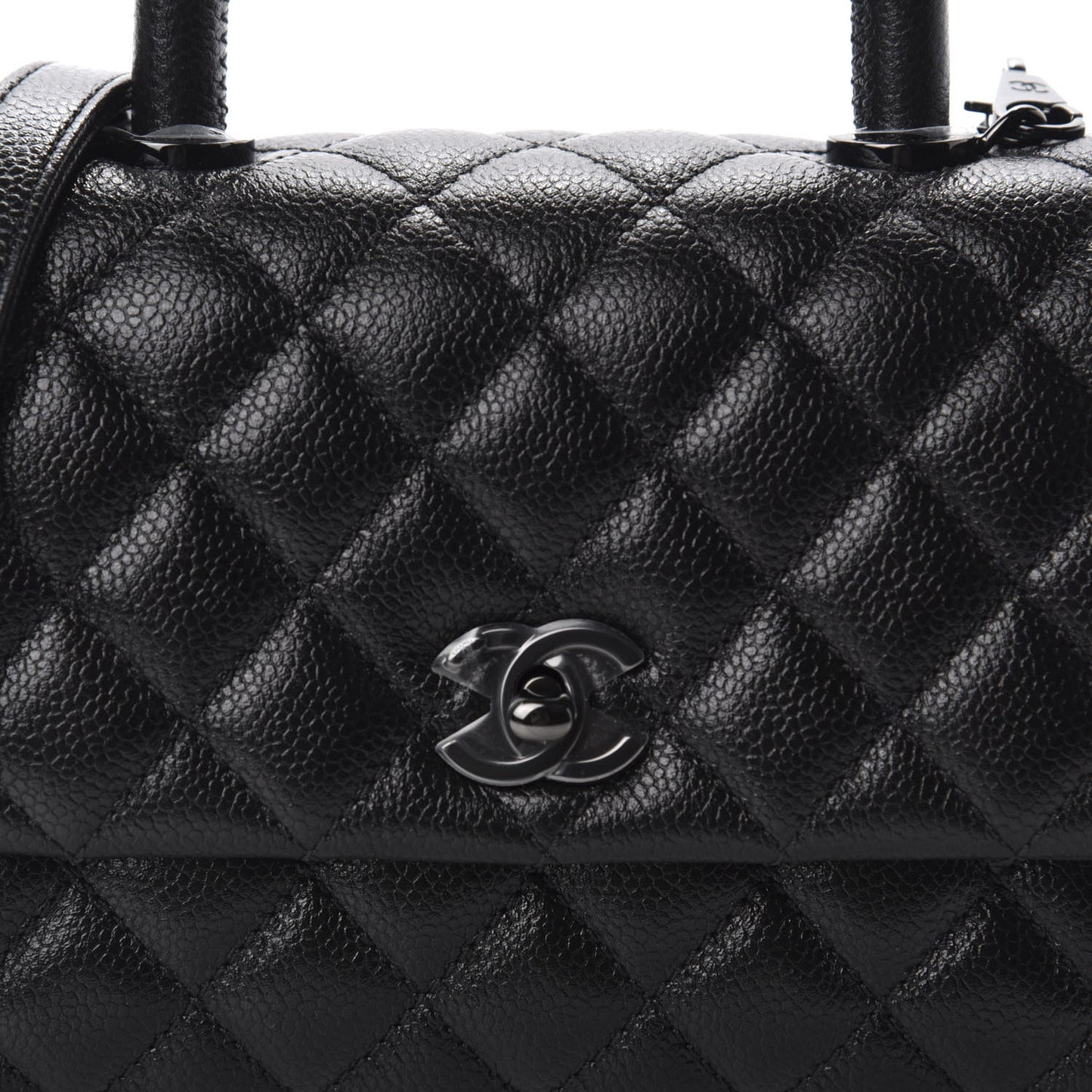 Iridescent Caviar Quilted Mini Coco Handle Flap So Black