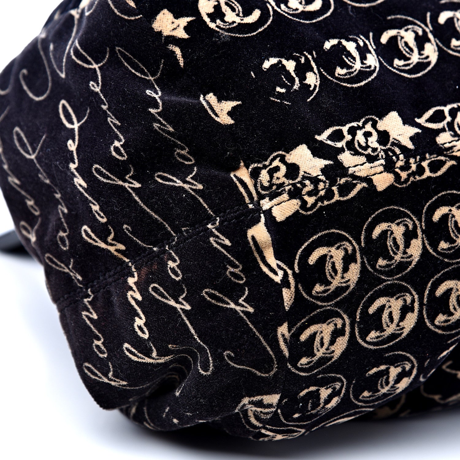Chanel Velvet Camellia Flower Print Tote Black 7 of 9