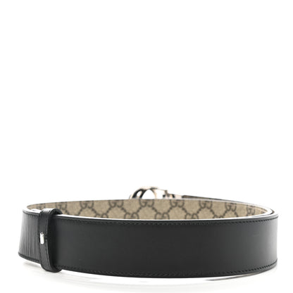Gucci GG Supreme Monogram Selleria Calfskin Interlocking G Reversible 37mm Belt 90 36 Beige Ebony Black 3 of 6