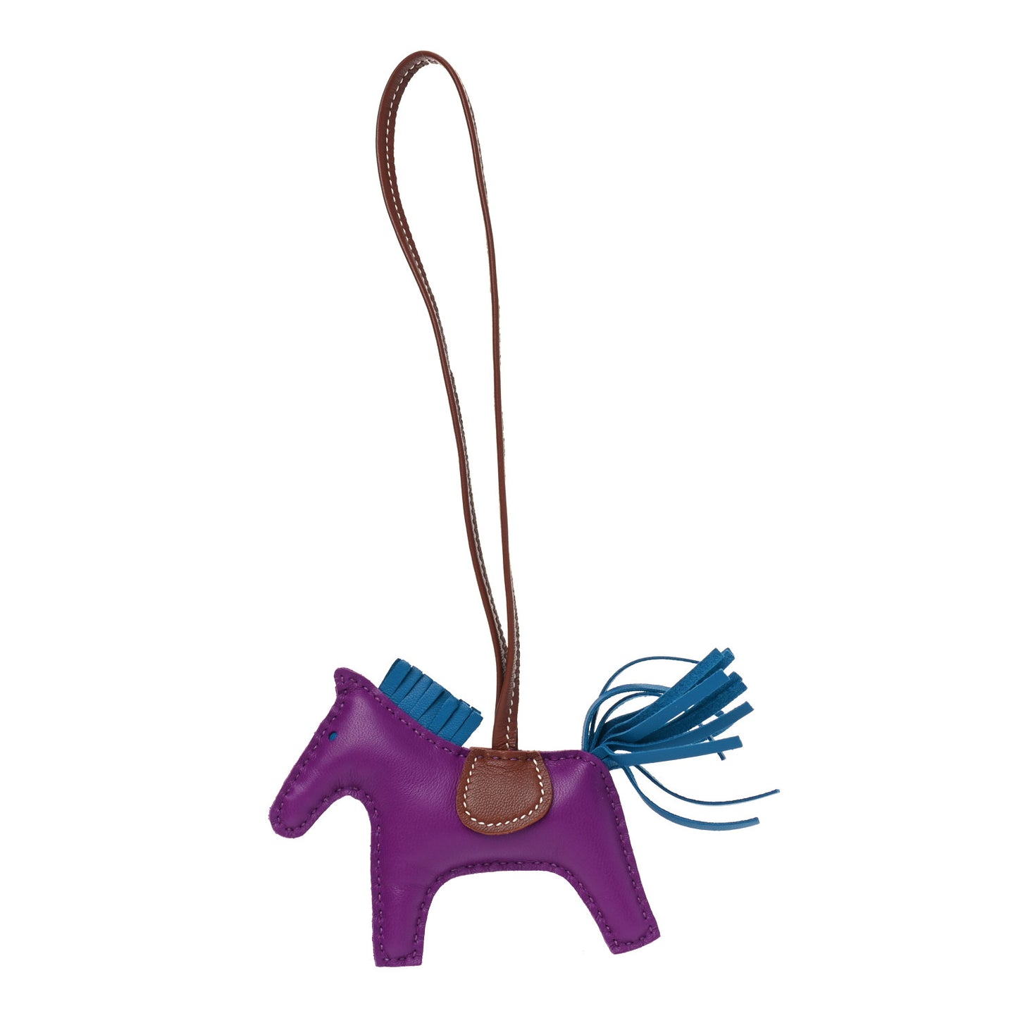 Milo Lambskin Grigri Rodeo Horse Bag Charm PM Anemone Bleu Izmir Fauve