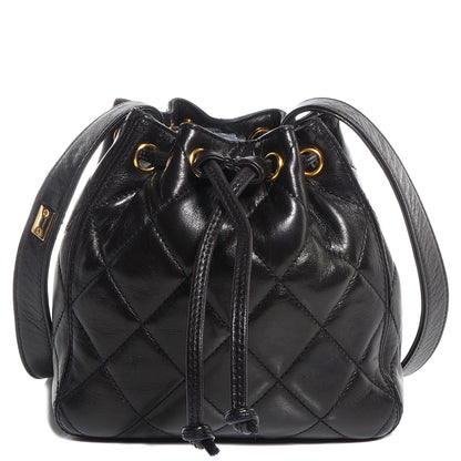 Chanel Lambskin Quilted Drawstring Shoulder Bag Dark Brown 1 of 7