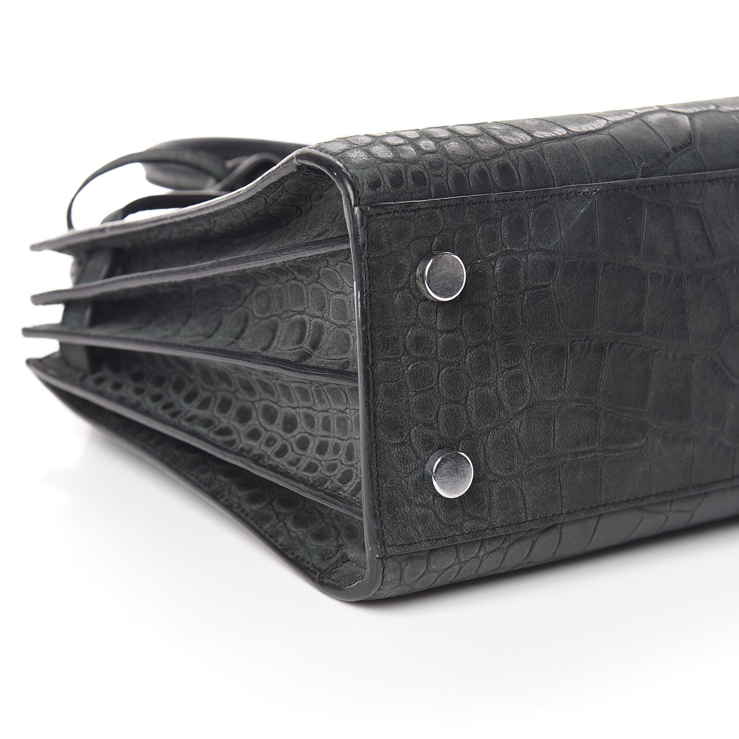 Saint Laurent Calfskin Crocodile Embossed Baby Sac De Jour Dusty Black 5 of 15