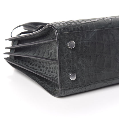 Saint Laurent Calfskin Crocodile Embossed Baby Sac De Jour Dusty Black 5 of 15